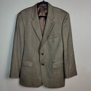 Brooks Brothers sport coat Men's 47 R tweed preppy brown green wool EXCELLENT